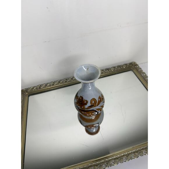 Vintage Tonala Bud Vase Mexico Folk Art Pottery Flowers White Brown - Picture 8 of 10